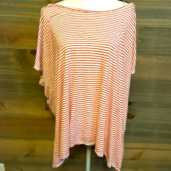 Lane Bryant Tops - Lane Bryant size 26/28 coral striped tunic with detailed back
